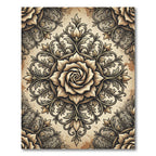Vintage Beige Floral Rose Medallion Rug