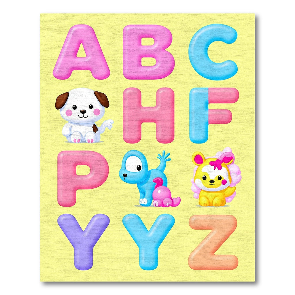 Cute Puppy Alphabet Collection Pastel Animals Rug