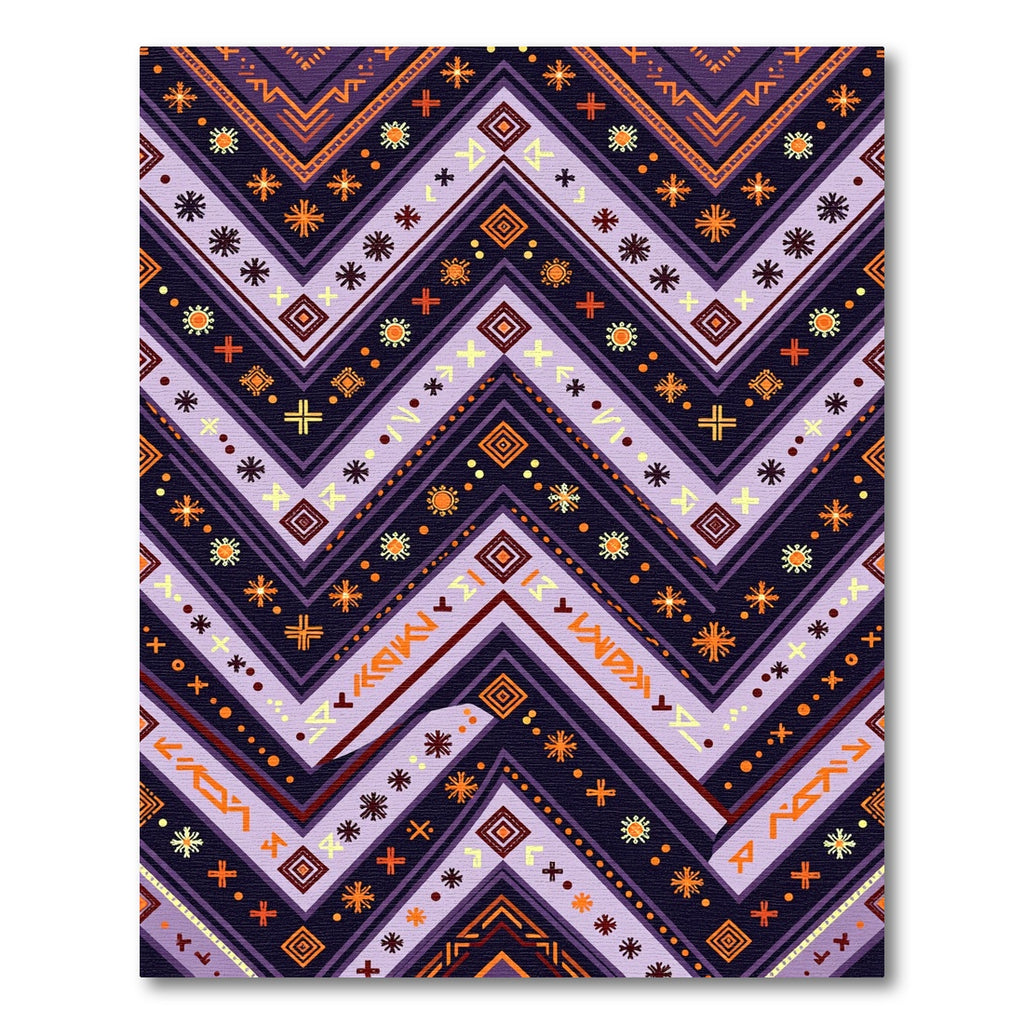 Purple Orange Tribal Chevron Rug
