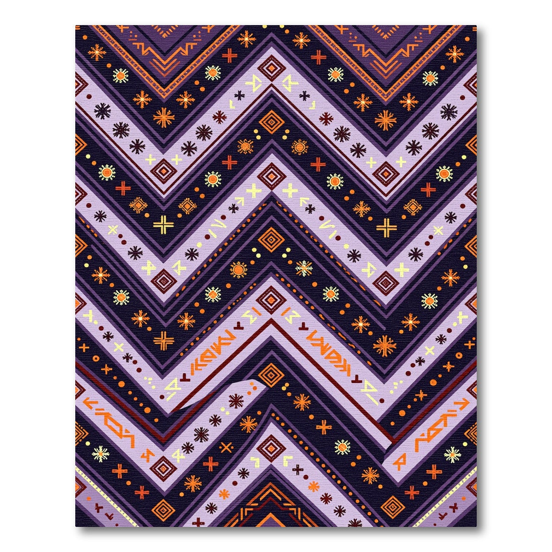 Purple Orange Tribal Chevron Rug