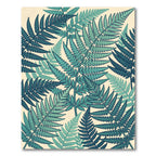 Lush Teal Botanical Fern Leaf Rug