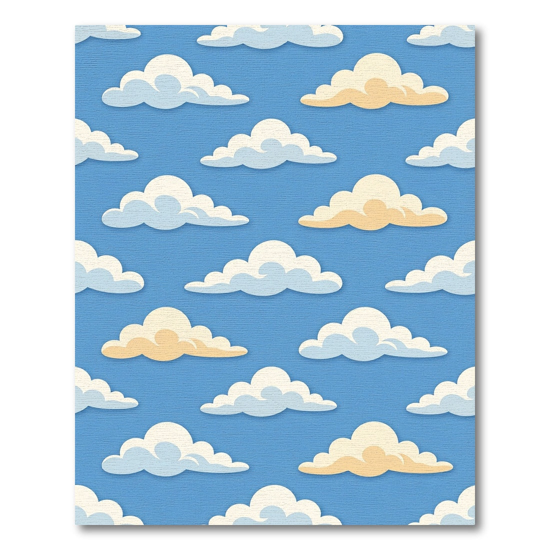 Whimsical Blue and Golden Cloud Sky Rug
