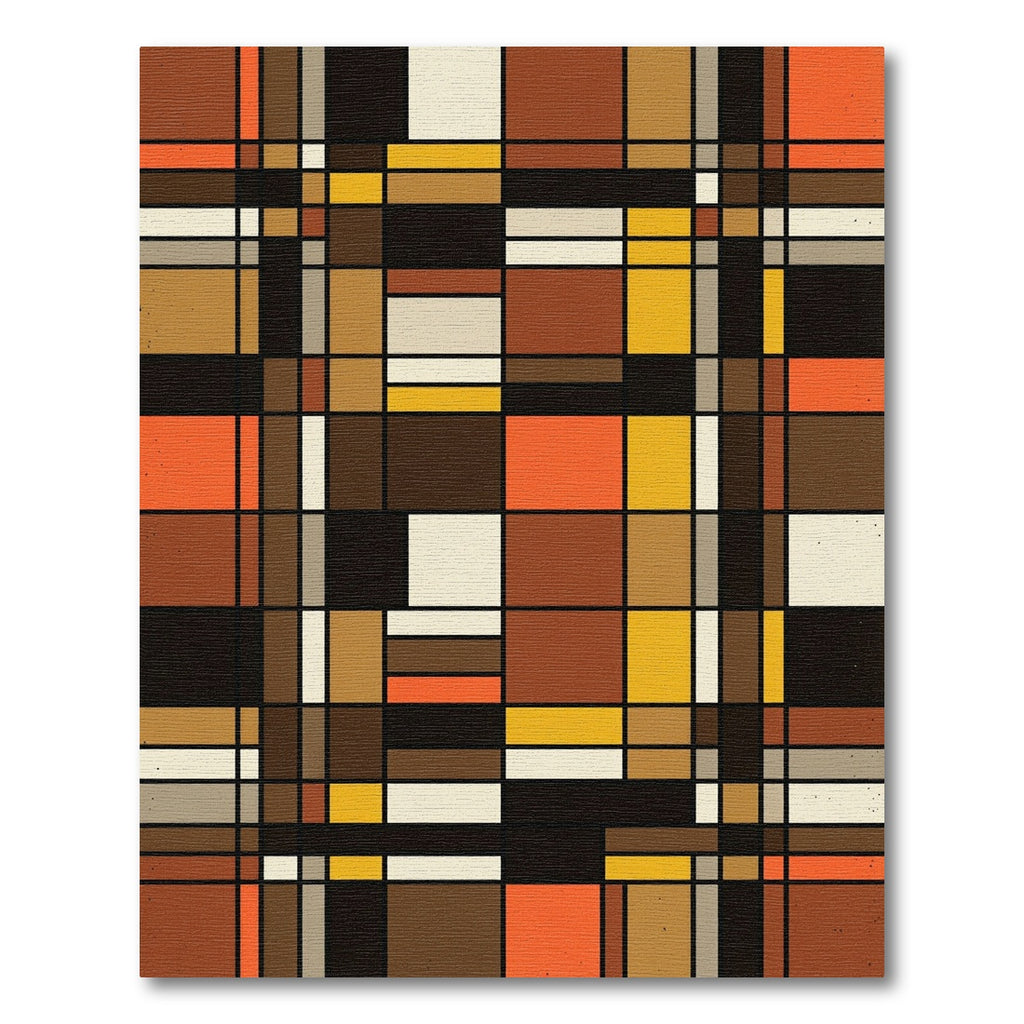 Mid-Century Modern Earth Tone Grid Rug