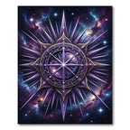 Celestial Purple Starry Galaxy Compass Rug