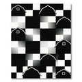 Monochromatic Graphic Barn Silhouette Checkered Area Rug