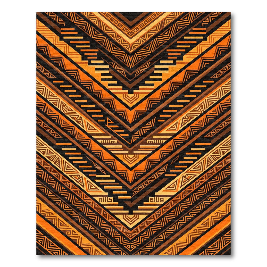 Orange Tribal Chevron Geometric Rug