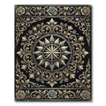 Elegant Gold Floral Compass Medallion Rug