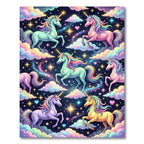 Magical Pastel Unicorns in Starry Clouds Rug