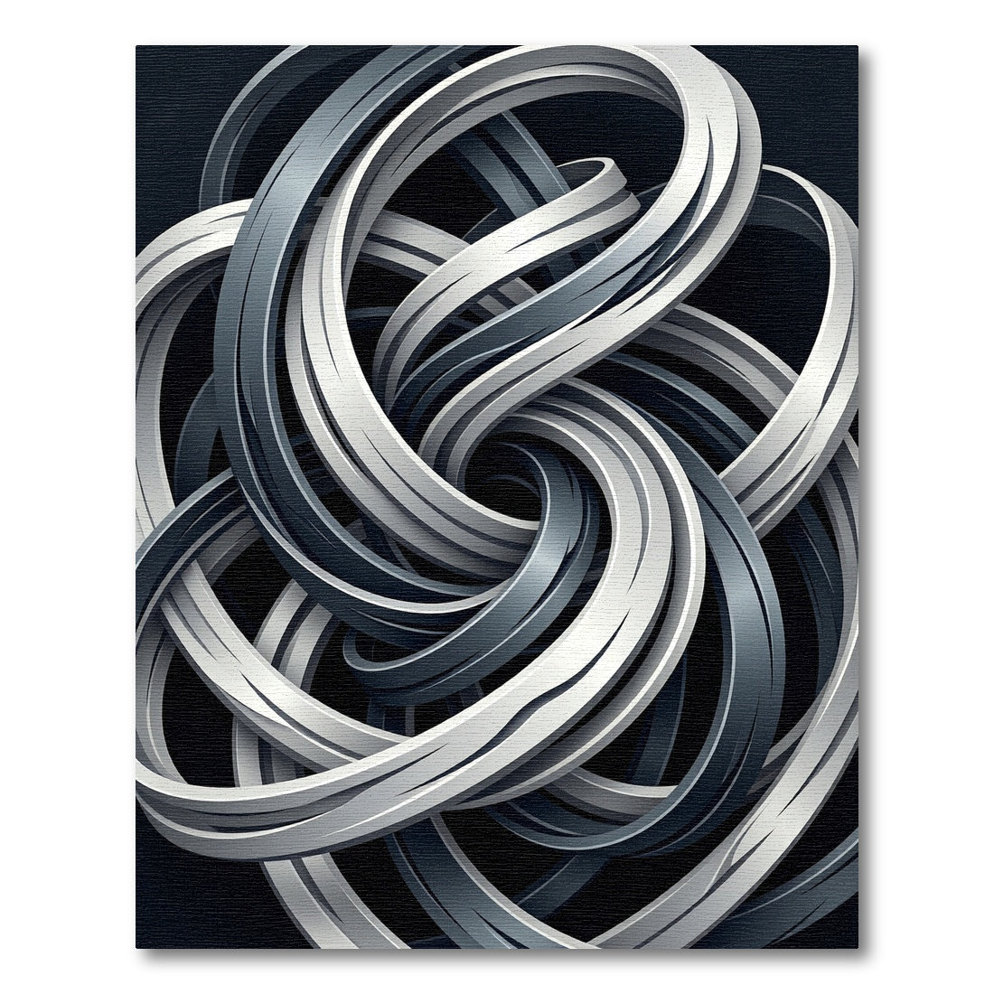 Modern Monochrome Swirling Intertwined Ribbon Rug