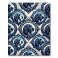 Ornate Blue Framed Cavalier Spaniel Portraits Rug
