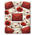 Vintage Red Envelopes Poppy Collage Rug