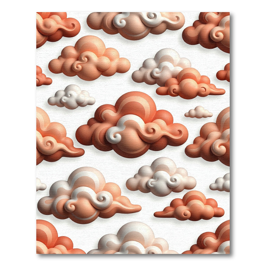 Terracotta Swirling Clouds Minimalist Soft Aesthetic Rug