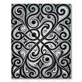 Elegant Monochrome Swirling Scroll Ornament Rug
