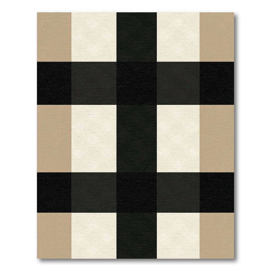 Classic Black Beige Gingham Check Rug