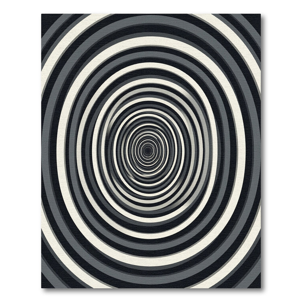 Monochromatic Elliptical Vortex Concentric Circular Art Rug