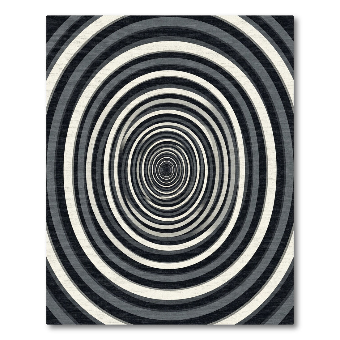 Monochromatic Elliptical Vortex Concentric Circular Art Rug