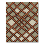 Geometric Burnt Orange Lattice Grid Rug