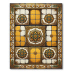 Ornate Yellow Floral Medallion Tiles Rug