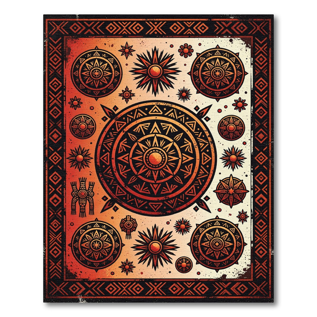 Tribal Solar Medallion Ember Geometric Rug