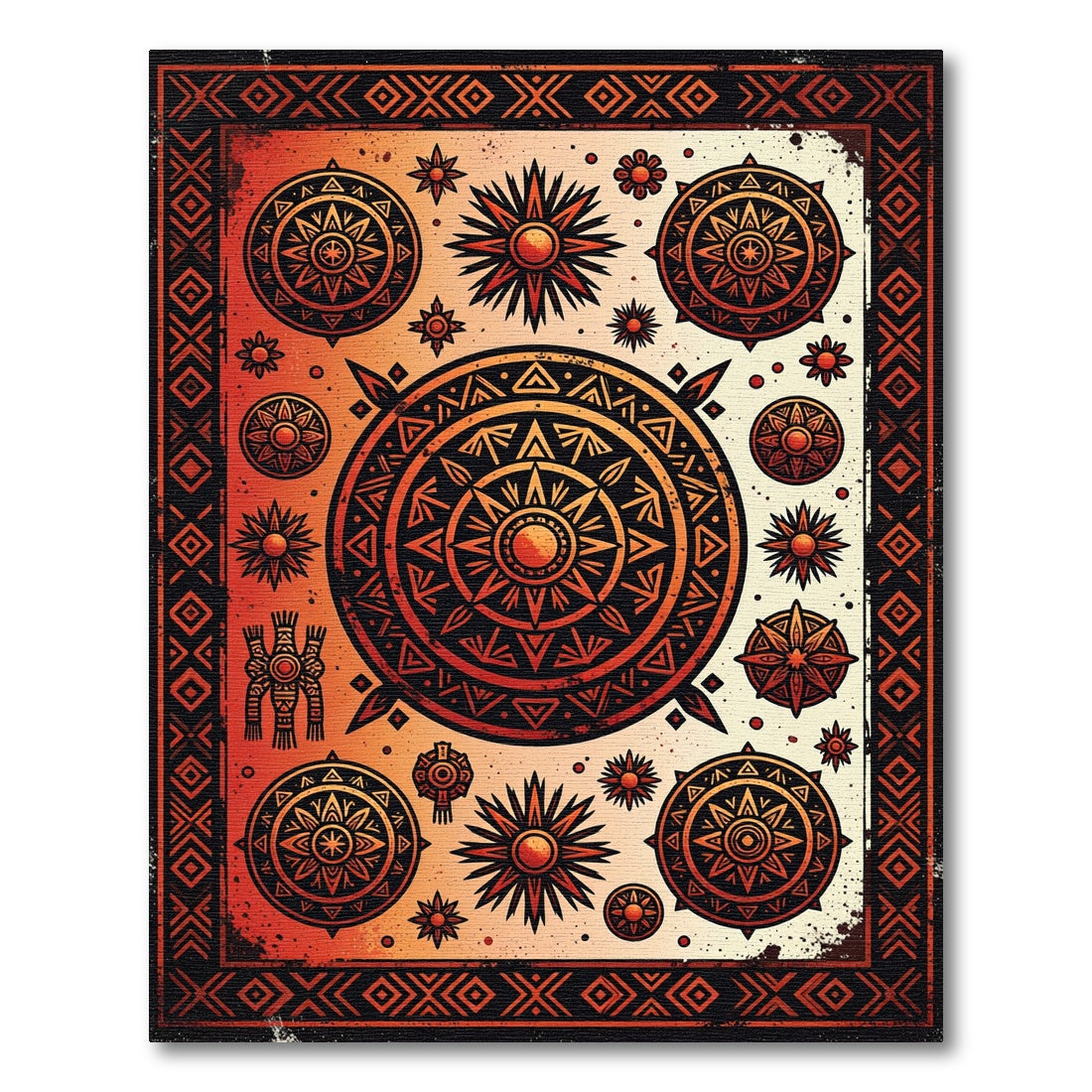 Tribal Solar Medallion Ember Geometric Rug