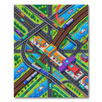 Vibrant Isometric City Transit Urban Map Rug