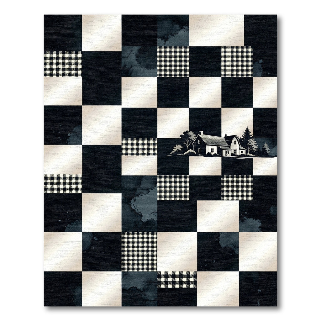 Black White Gingham Farmhouse Checkered Rug
