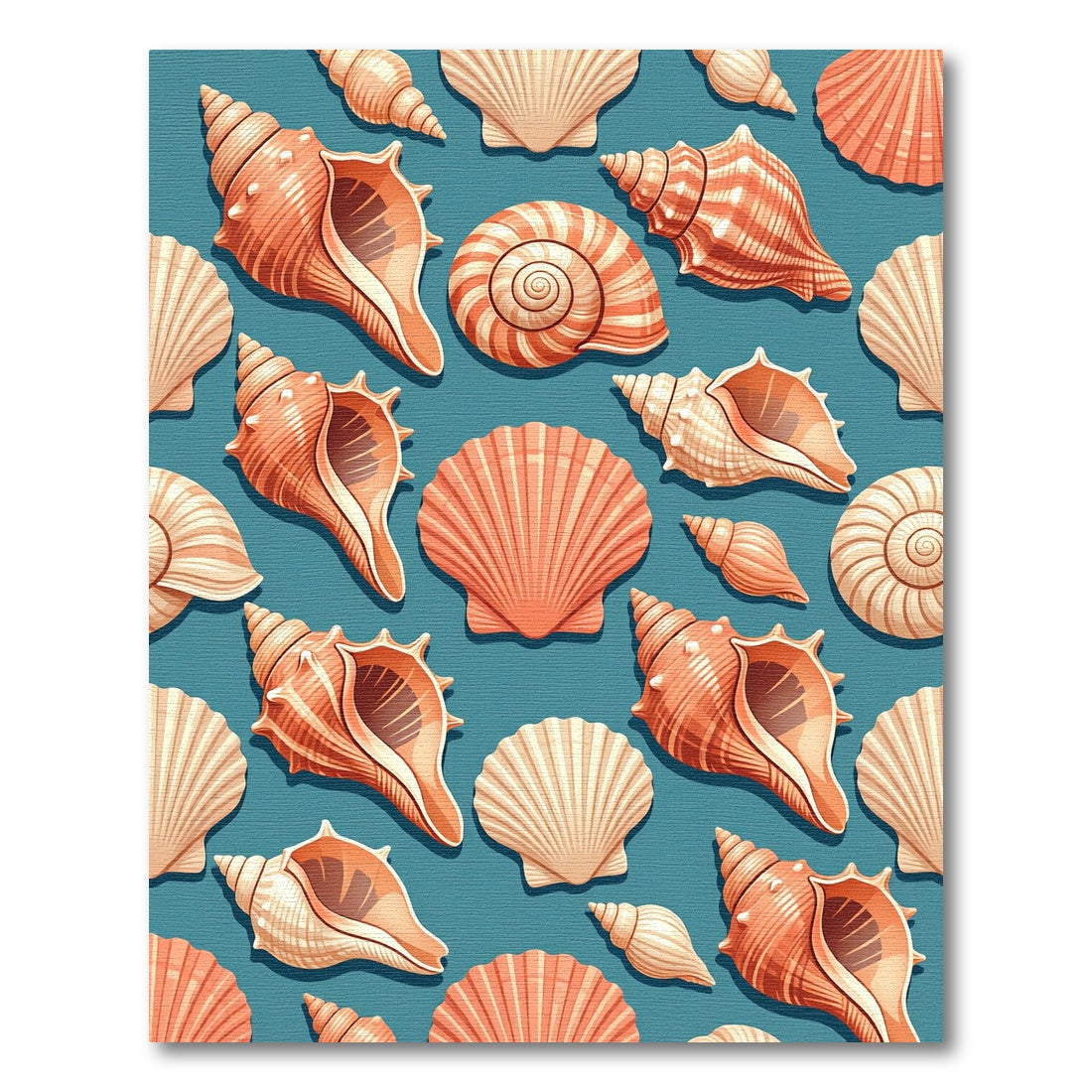 Coastal Oceanic Seashell Coral blue Backdrop Rug