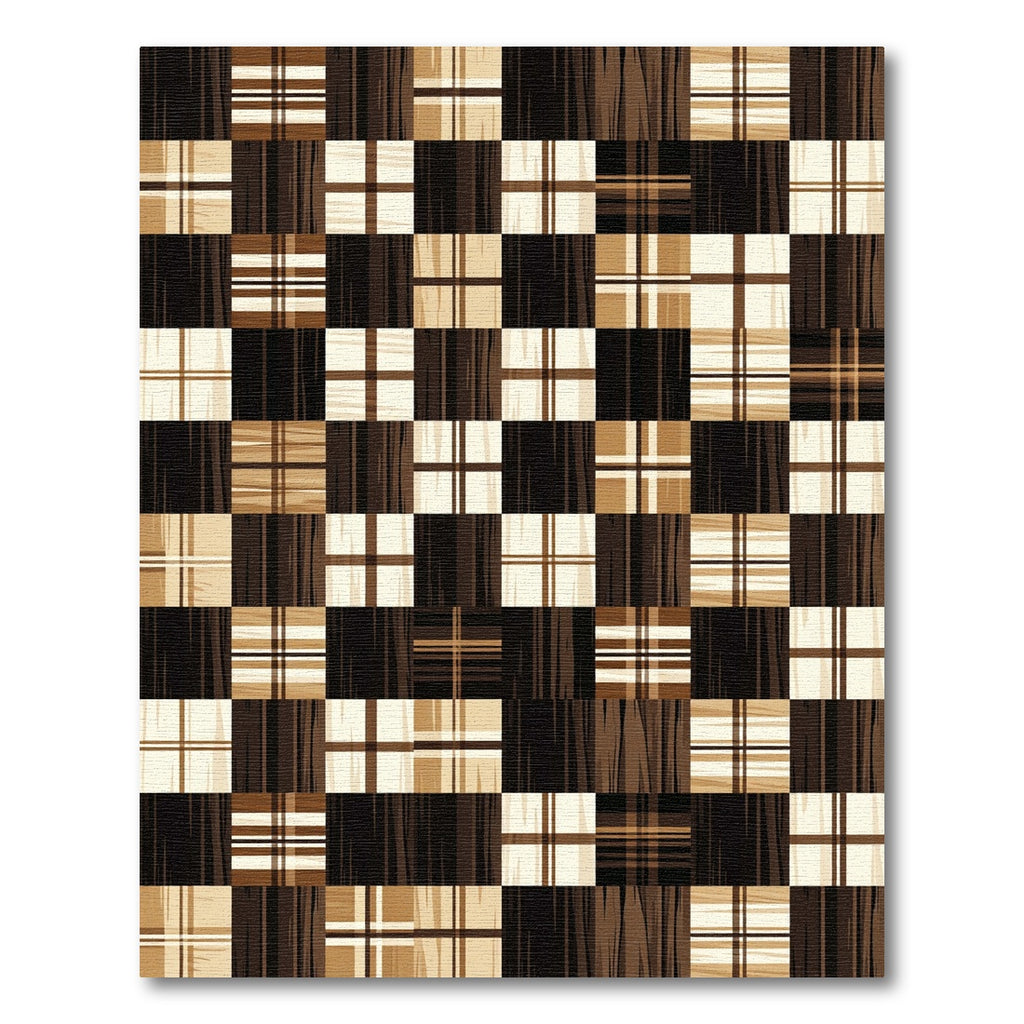 Warm Brown Plaid Patchwork Quilt Rug