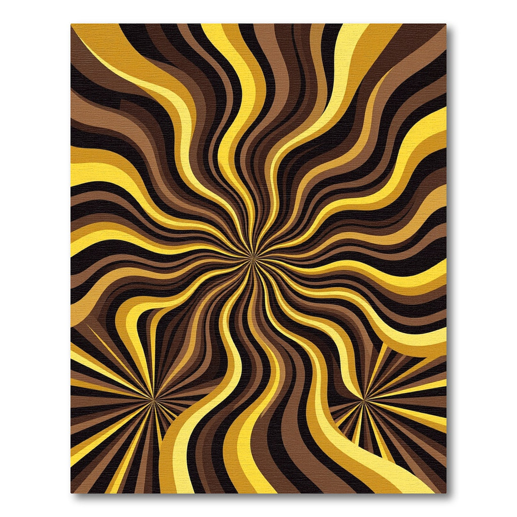 Golden Brown Swirling Rays Rug