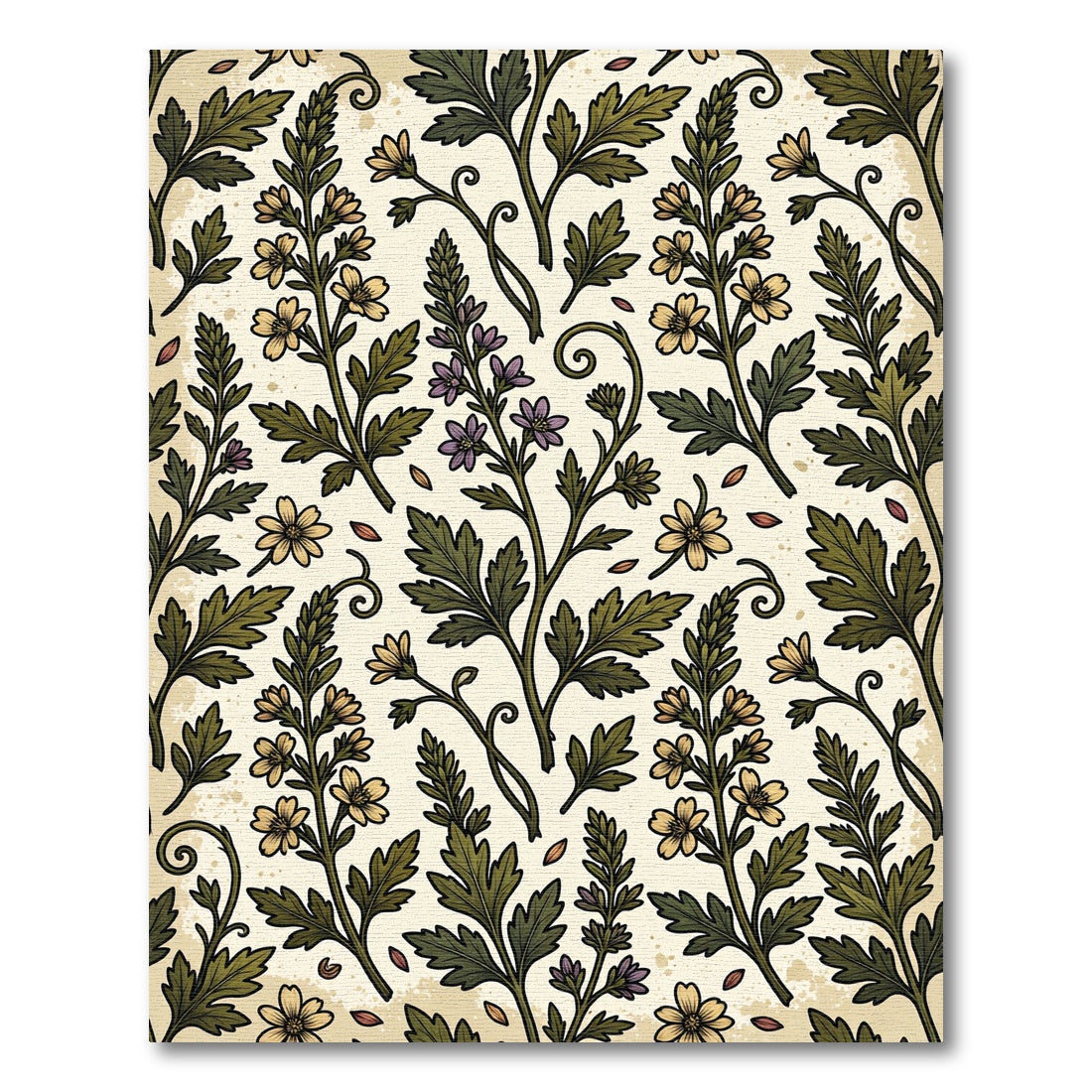 Vintage Sage Floral Botanical Meadow Rug