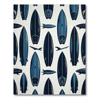 Minimalist Navy Blue Surfboard Illustration Rug