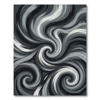 Monochrome Abstract Swirling Wave Art Rug