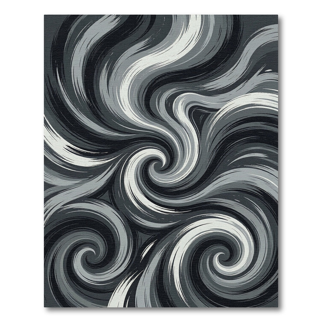 Monochrome Abstract Swirling Wave Art Rug