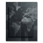 Monochrome Industrial Map Global Wall Art Rug