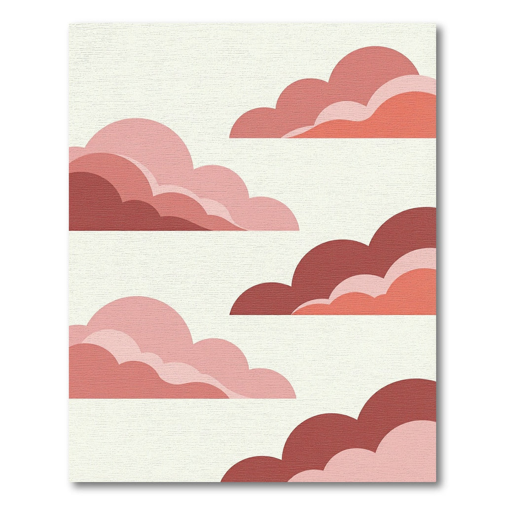 Red Pink Layered Clouds Rug