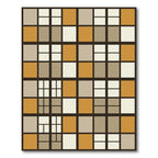 Midcentury Golden Ochre Grid Block Rug