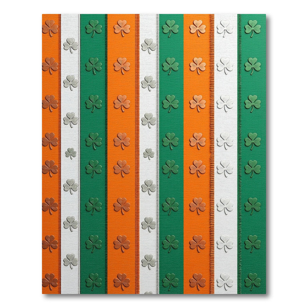 St. Patrick's Shamrock Emerald Orange Striped Rug