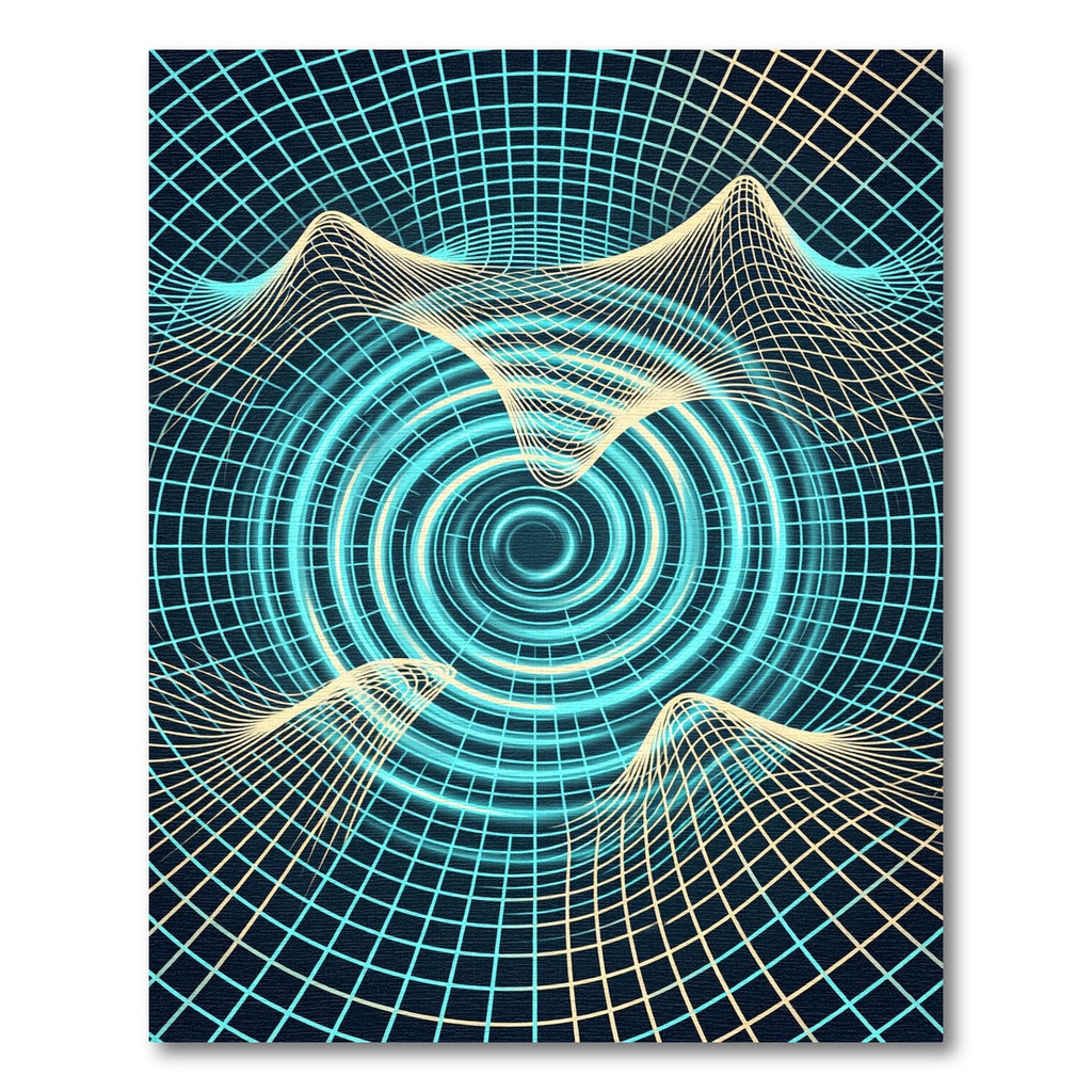 Abstract Cyan Vortex Grid Wave Rug
