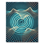 Abstract Cyan Vortex Grid Wave Rug