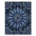 Deep Blue Starburst Mandala Art Rug