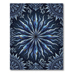 Deep Blue Starburst Mandala Art Rug