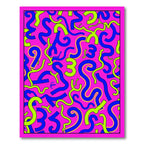 Vibrant Pink Blue Yellow Scribble Rug