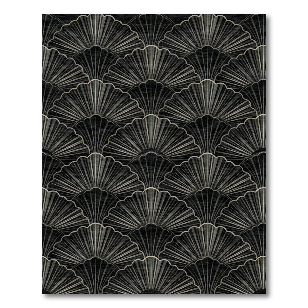 Art Deco Black Fan Shell Arrangement Rug