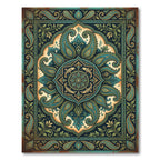 Teal Paisley Fish Medallion Ornate Art Rug