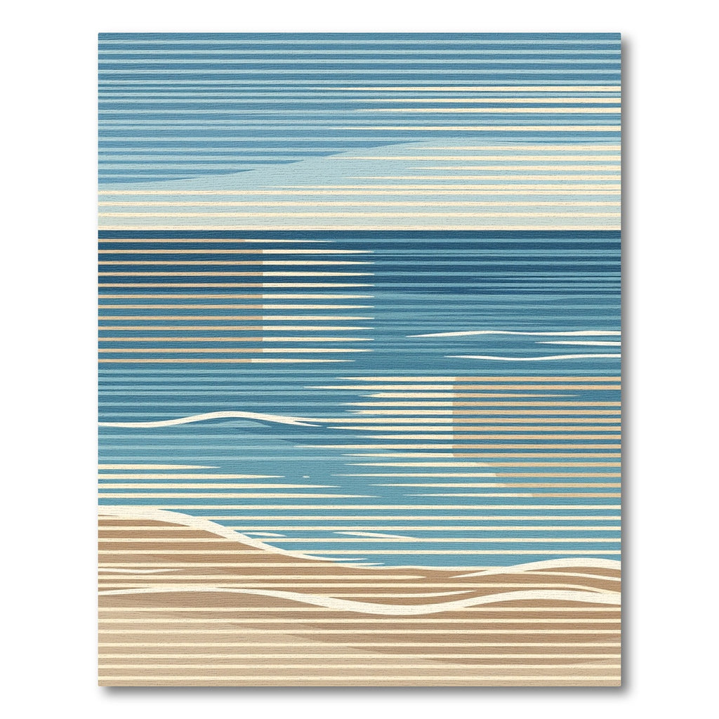 Abstract Blue Ocean Horizon Stripe Rug