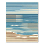 Abstract Blue Ocean Horizon Stripe Rug
