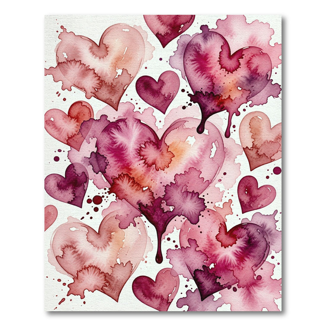 Watercolor Pink Heart Abstract Illustration Rug