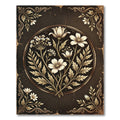 Vintage Golden Floral Botanical Medallion Rug