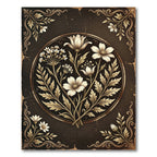 Vintage Golden Floral Botanical Medallion Rug