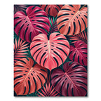 Tropical Pink Monstera Leaf Bloom Rug